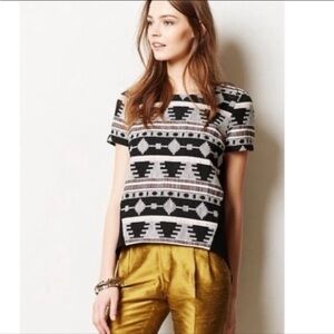 Anthropologie Sunday In Brooklyn Black Woven Textured Aztec Pattern Extra Small